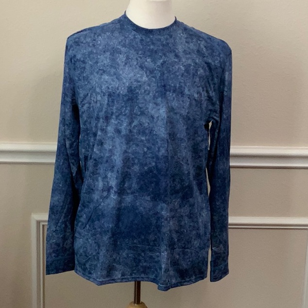 Xgo Mineral Wash Print Ls  Royal Blue Mineral